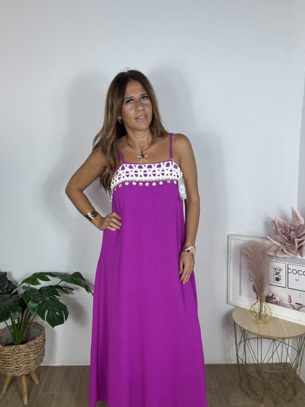 Vestido macramé nacar