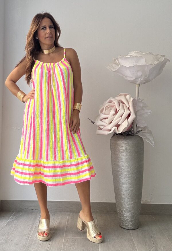 Vestido rallas fluor - Imagen 3