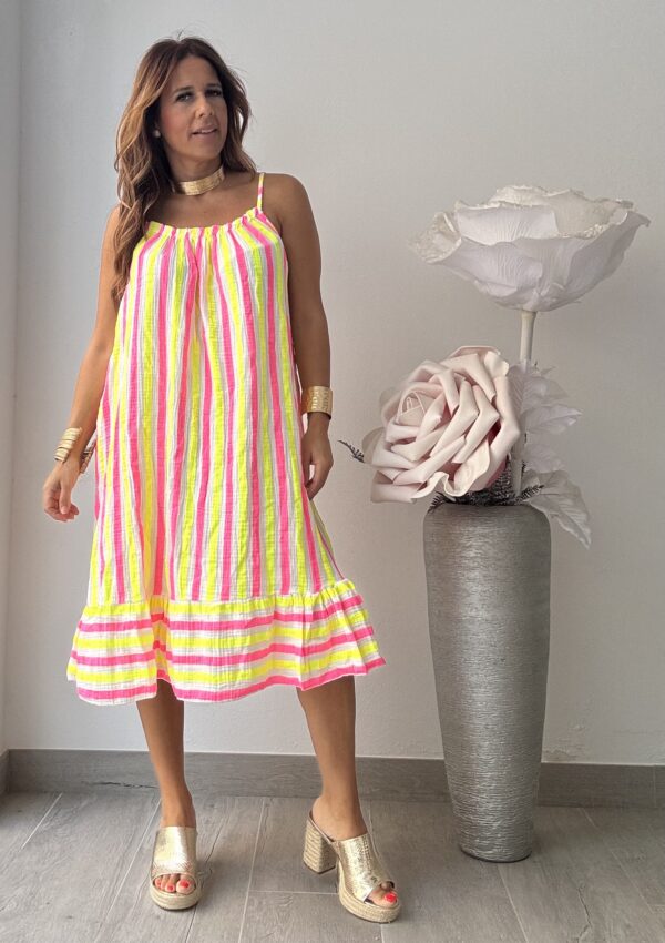 Vestido rallas fluor